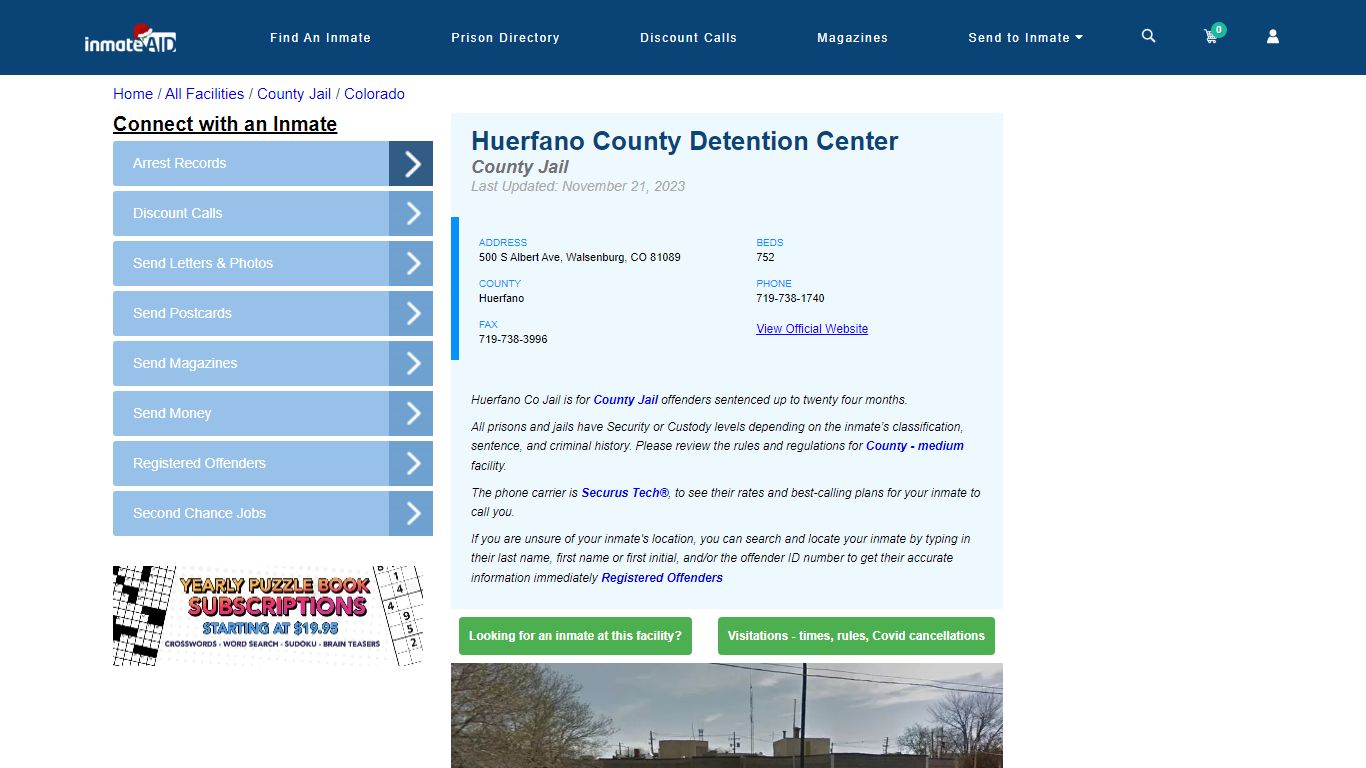 Huerfano County Detention Center - Inmate Locator - Walsenburg, CO