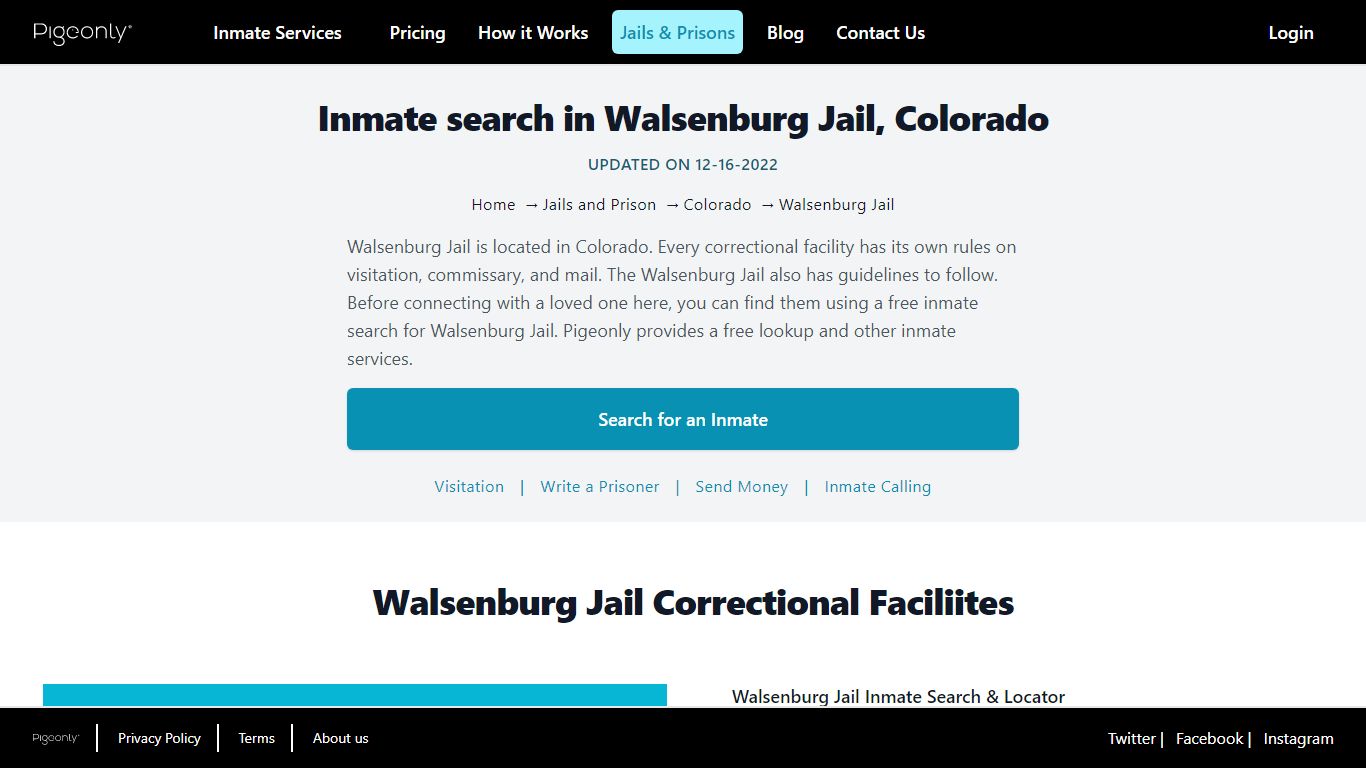 Inmate Search Walsenburg Jail, Colorado | Pigeonly