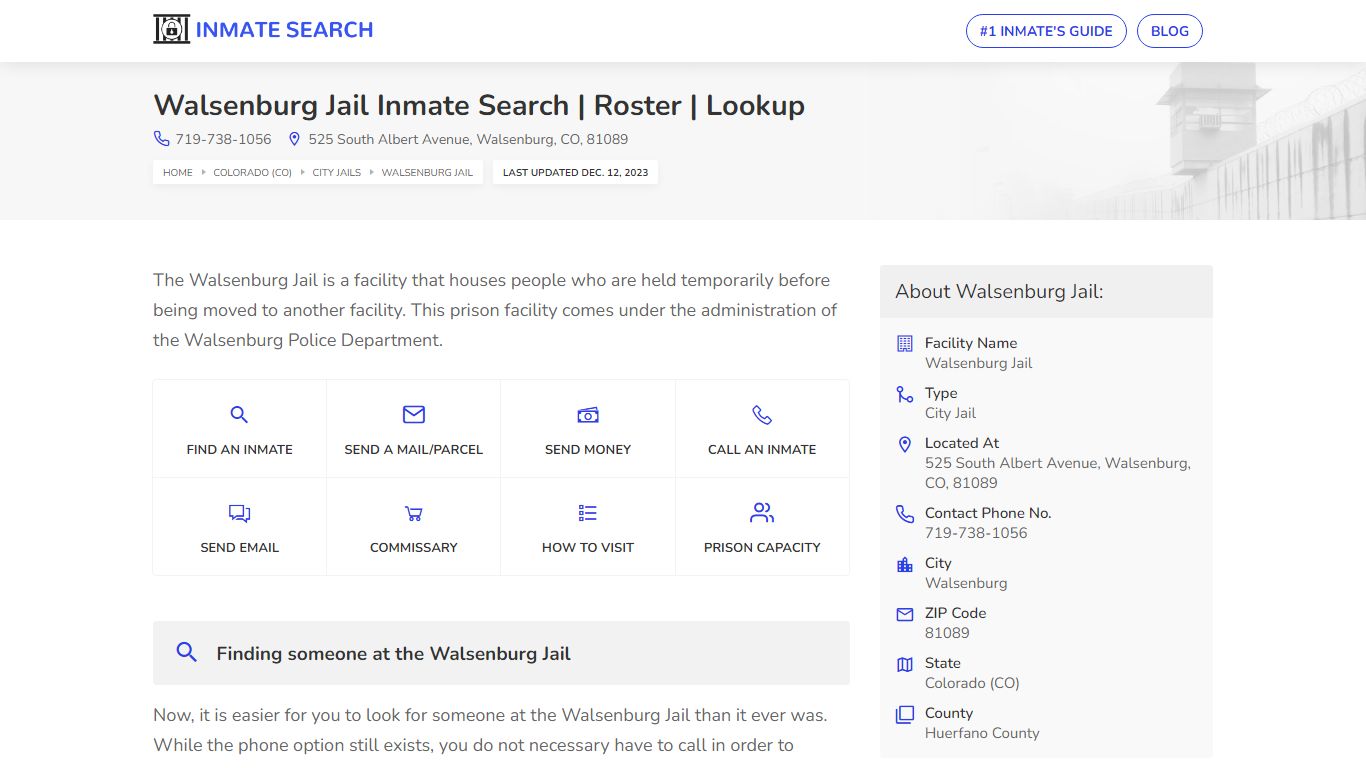 Walsenburg Jail Inmate Search | Roster | Lookup